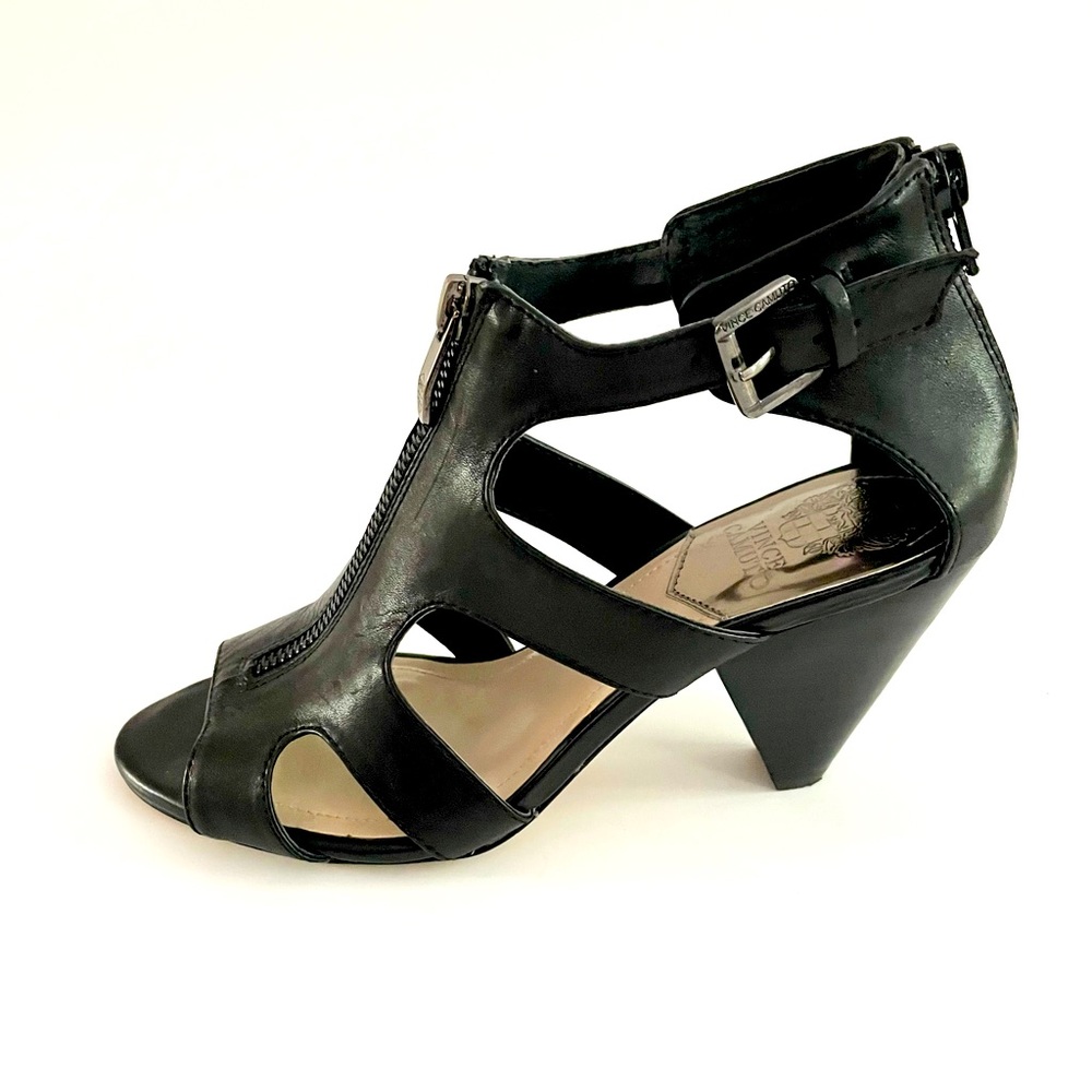 Vince Camuto Leather Cone Heel Sandal